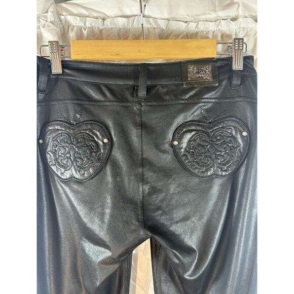APPLE BOTTOM Pants Womens black Size 7/8 logo Stretch Polyester Spandex - Picture 1 of 10